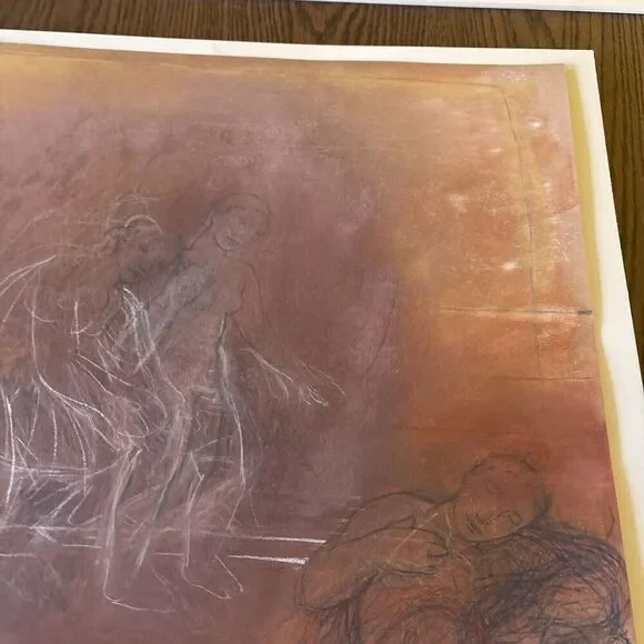 Signed 1987 MARIA SCOTTI: STUDY WITH THREE WOMEN Pastel / Graphite On Paper